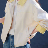 Casual Versatile Lapel Color-Block Jacket Coat