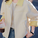 Casual Versatile Lapel Color-Block Jacket Coat