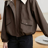 Casual Versatile Double-Layer Lapel Fleece-Lined Thick Coat