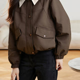 Casual Versatile Double-Layer Lapel Fleece-Lined Thick Coat