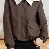 Casual Versatile Double-Layer Lapel Fleece-Lined Thick Coat
