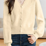 Casual Temperament V-Neck Hollow-Out Short Knitted Cardigan
