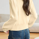 Casual Temperament V-Neck Hollow-Out Short Knitted Cardigan