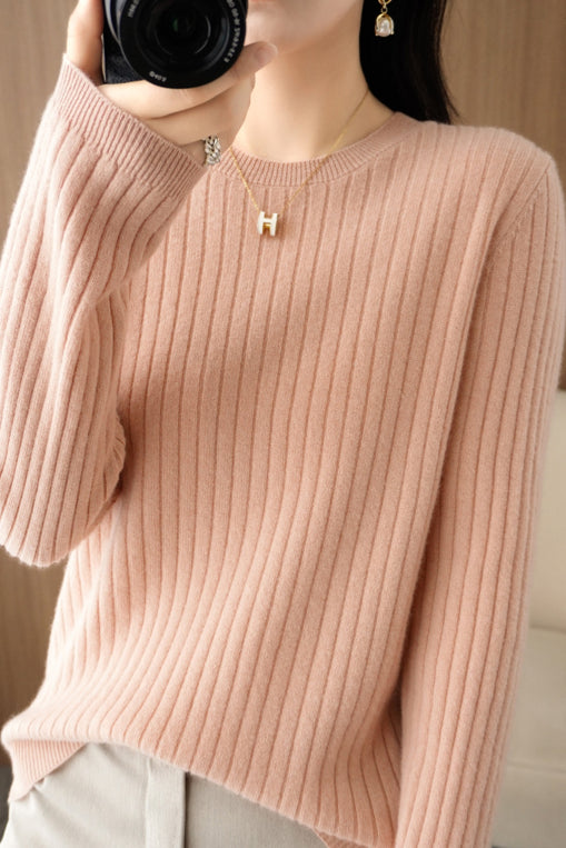 Casual Minimalist Solid-Color Ribbed Texture Knitted Top - liwisi