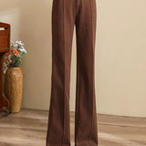Casual Minimalist High-Waist Wide-Leg Woolen Micro-Flare Pants