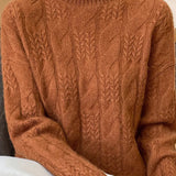 Casual Solid-Color Half-High Neck Fashion Cable-Knit Sweater