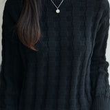 Casual Minimalist Pullover Crew Neck Jacquard Knitted Top