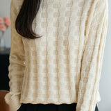 Casual Minimalist Pullover Crew Neck Jacquard Knitted Top