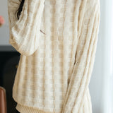 Casual Minimalist Pullover Crew Neck Jacquard Knitted Top