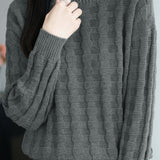 Casual Minimalist Pullover Crew Neck Jacquard Knitted Top