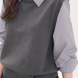 Casual Commuter Shirt Collar Fake Two-Piece Paneled Shirt