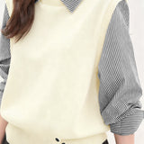 Casual Commuter Shirt Collar Fake Two-Piece Paneled Shirt