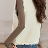 Elegant Temperament Sleeveless Crew Neck Fringed Knitted Vest