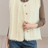Elegant Temperament Sleeveless Crew Neck Fringed Knitted Vest