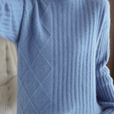 Casual Minimalist Half-High Neck Ribbed Texture Knitted Top