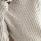 Casual Minimalist Half-High Neck Ribbed Texture Knitted Top