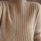 Casual Minimalist Half-High Neck Ribbed Texture Knitted Top
