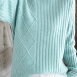 Casual Minimalist Half-High Neck Ribbed Texture Knitted Top