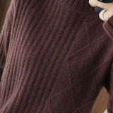 Casual Minimalist Half-High Neck Ribbed Texture Knitted Top