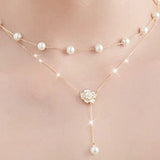 Elegant Temperament Camellia Double-Layer Pearl Necklace
