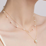 Elegant Temperament Camellia Double-Layer Pearl Necklace