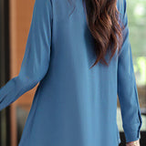 Casual Versatile Elastic Waist Solid-Color Shirt