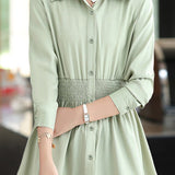 Casual Versatile Elastic Waist Solid-Color Shirt