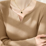 Casual Versatile V-Neck Pullover Long-Sleeve Knitted Top - liwisi