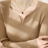 Casual Versatile V-Neck Pullover Long-Sleeve Knitted Top - liwisi