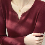 Casual Versatile V-Neck Pullover Long-Sleeve Knitted Top - liwisi