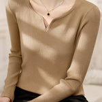 Casual Versatile V-Neck Pullover Long-Sleeve Knitted Top - liwisi