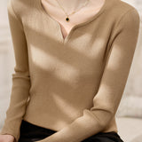 Casual Versatile V-Neck Pullover Long-Sleeve Knitted Top - liwisi