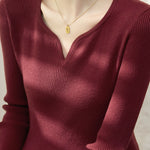 Casual Versatile V-Neck Pullover Long-Sleeve Knitted Top - liwisi