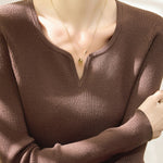 Casual Versatile V-Neck Pullover Long-Sleeve Knitted Top - liwisi