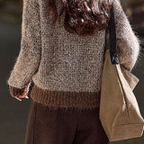 Casual Temperament V-Neck Color-Block Sweater - liwisi