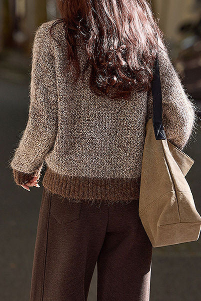 Casual Temperament V-Neck Color-Block Sweater - liwisi