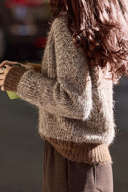 Casual Temperament V-Neck Color-Block Sweater - liwisi