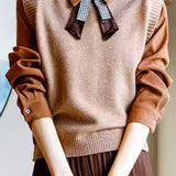 Casual Versatile Pearl Button Pullover Sleeveless Knitted Vest