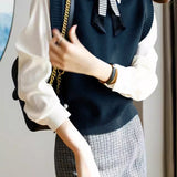 Casual Versatile Pearl Button Pullover Sleeveless Knitted Vest