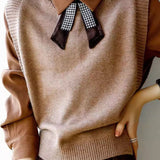 Casual Versatile Pearl Button Pullover Sleeveless Knitted Vest