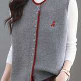 Casual Color-Block Crew Neck Knitted Vest