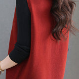 Casual Color-Block Crew Neck Knitted Vest