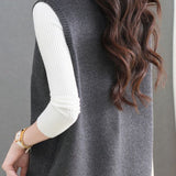 Casual Color-Block Crew Neck Knitted Vest