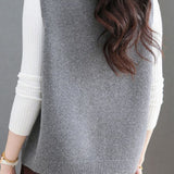Casual Color-Block Crew Neck Knitted Vest