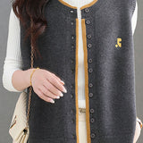 Casual Color-Block Crew Neck Knitted Vest