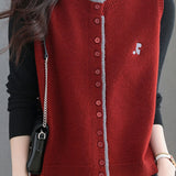 Casual Color-Block Crew Neck Knitted Vest