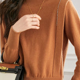 Casual Temperament Half-High Neck High-Waist Paneled Knitted Top