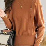 Casual Temperament Half-High Neck High-Waist Paneled Knitted Top