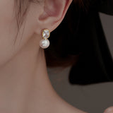 Exquisite Elegant Temperament Rhinestone Pearl Earrings