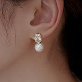 Exquisite Elegant Temperament Rhinestone Pearl Earrings